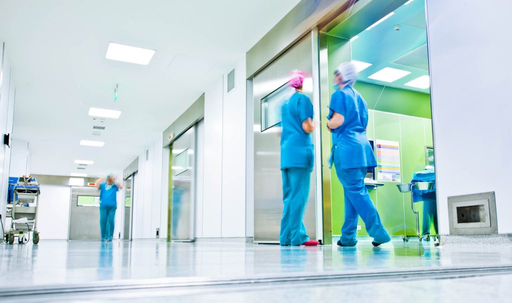 scrub nurses in hallways